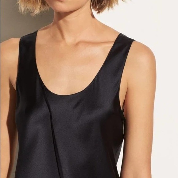 Vince Raw Edge Navy Silk Tank Dress Size Medium - Picture 3 of 11